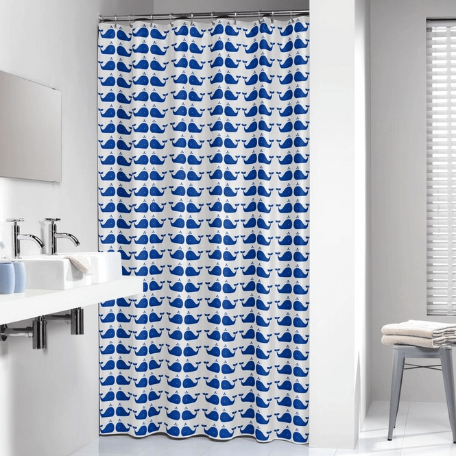 Whale Douchegordijn 180x200 cm PEVA Blauw