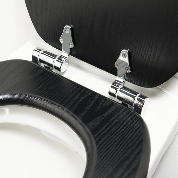 Blackwash Toiletbril met deksel MDF Zwart