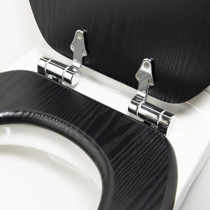 Blackwash Toiletbril met deksel MDF Zwart