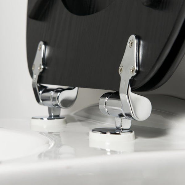 Blackwash Toiletbril met deksel MDF Zwart