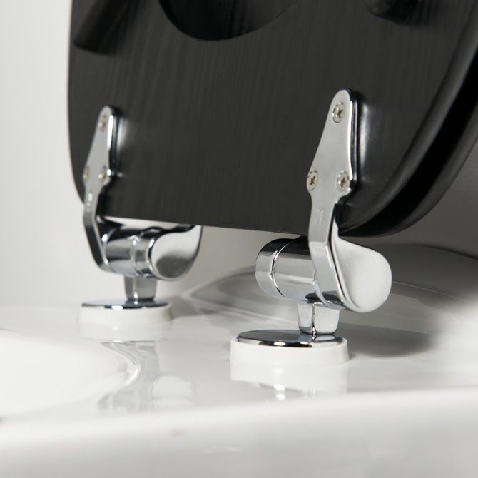 Blackwash Toiletbril met deksel MDF Zwart