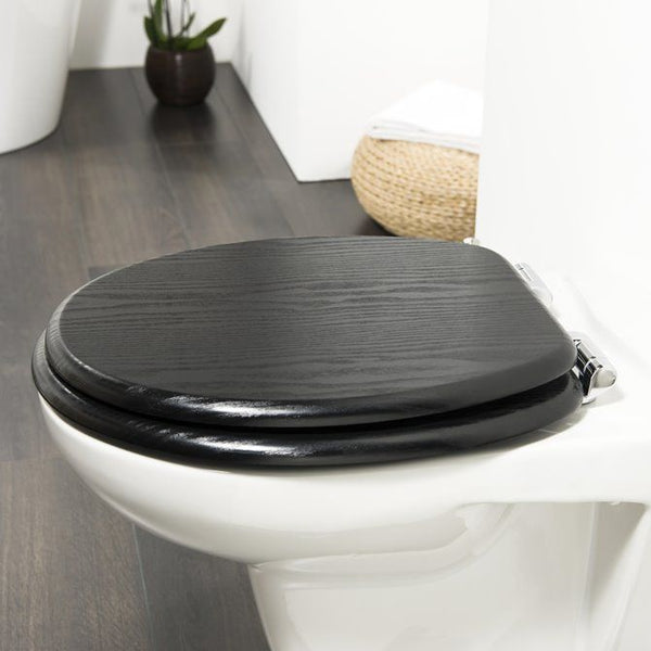Blackwash Toiletbril met deksel MDF Zwart