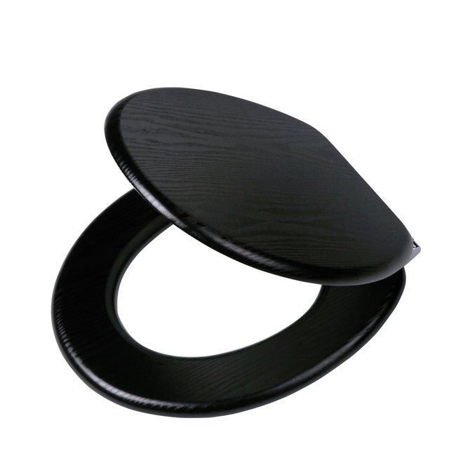 Blackwash Toiletbril met deksel MDF Zwart