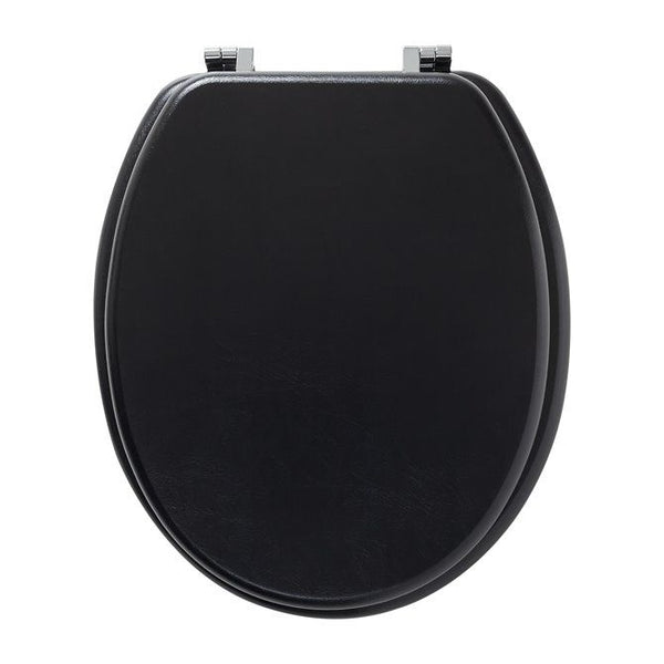 Leatherlook Toiletbril met deksel MDF Zwart