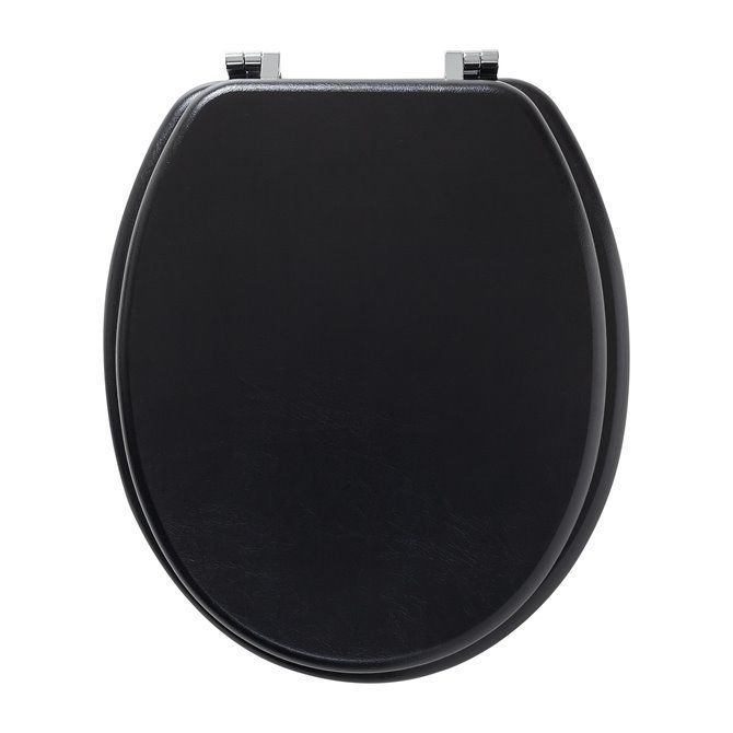 Leatherlook Toiletbril met deksel MDF Zwart