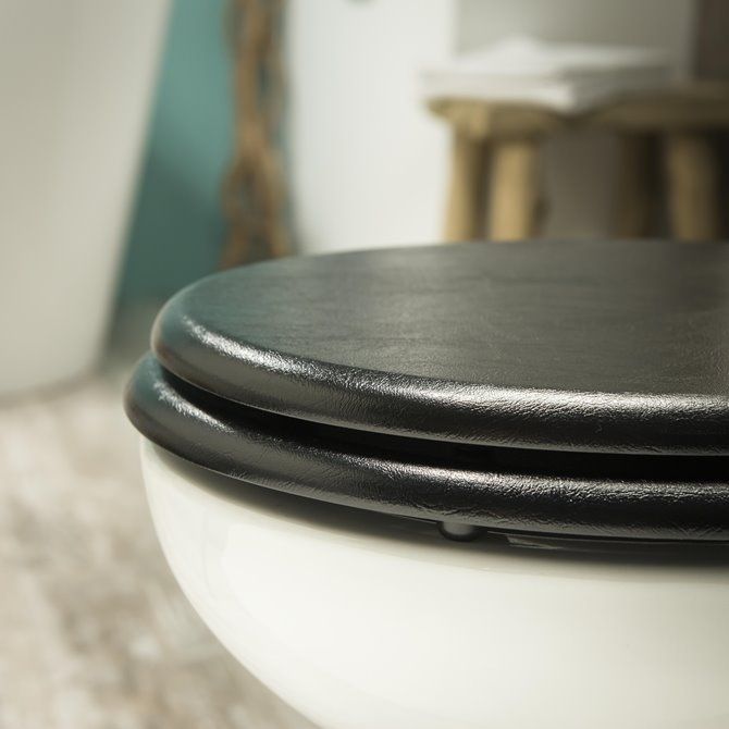 Leatherlook Toiletbril met deksel MDF Zwart