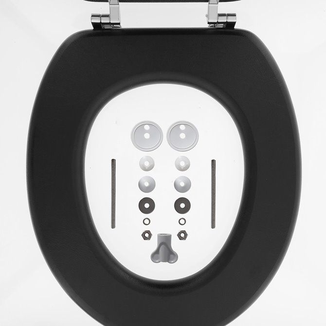 Leatherlook Toiletbril met deksel MDF Zwart