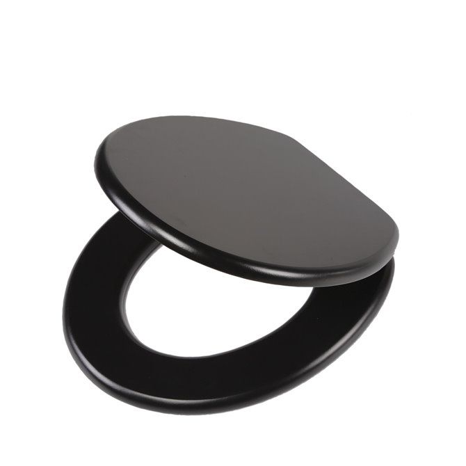 Leatherlook Toiletbril met deksel MDF Zwart