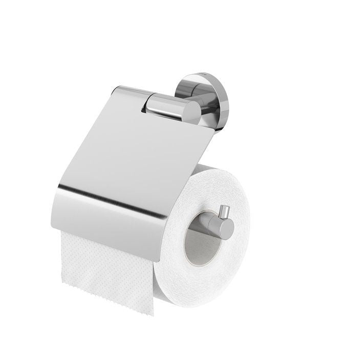 Boston Toiletrolhouder met klep RVS gepolijst