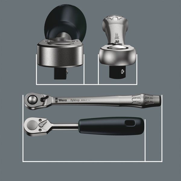 8100 SC 8 Zyklop Metal-Knarrensatz, Umschalthebel, 1/2 -Antrieb, metrisch