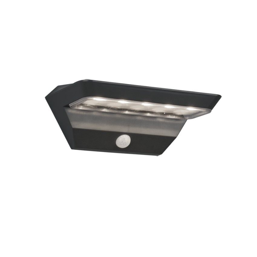 Wand lamp, Mendozaincl. 1 x LED,SMD,5,0 Watt,3000K,200 Lm.Armatuur Kunststof, AntracietL 22,0cm, H 9,0cm, ? 12,0cmWerkt op batterijen,IP44,Solar,ErP 2