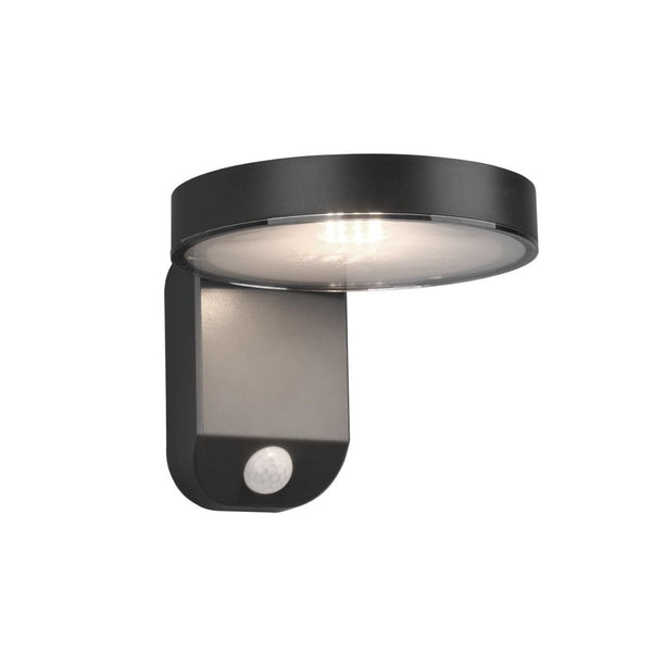 Wand lamp, Posadasincl. 1 x LED,SMD,4,5 Watt,3000K,290 Lm.Armatuur Kunststof, AntracietL 15,0cm, H 12,0cm, ? 18,0cmBewegingssensor,Werkt op batterijen