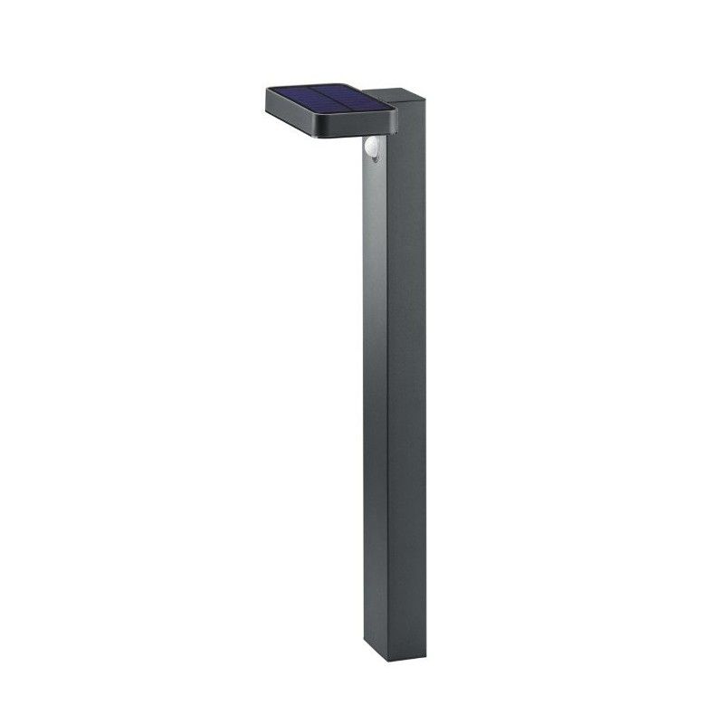 Palen, Esquelincl. 1 x LED,SMD,4,5 Watt,3000K,290 Lm.Armatuur Staal, AntracietL 18,0cm, L 14,0cm, H 60,0cmBewegingssensor,Werkt op batterijen,IP44,Sol