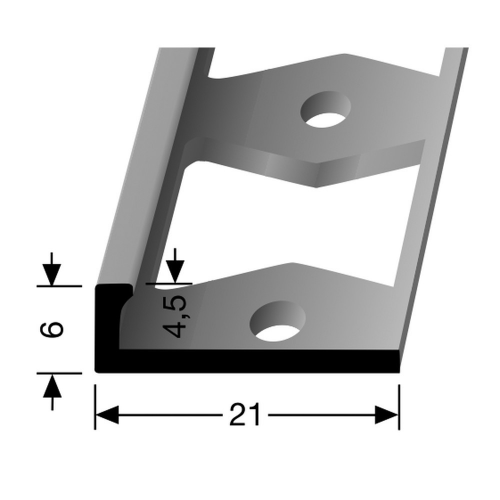 In-egaliseer eindprofiel tot 4,5mm PVC zilver