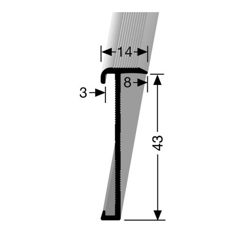 Trapneusprofiel 845 14x43mm tbv 2-3mm PVC RVS