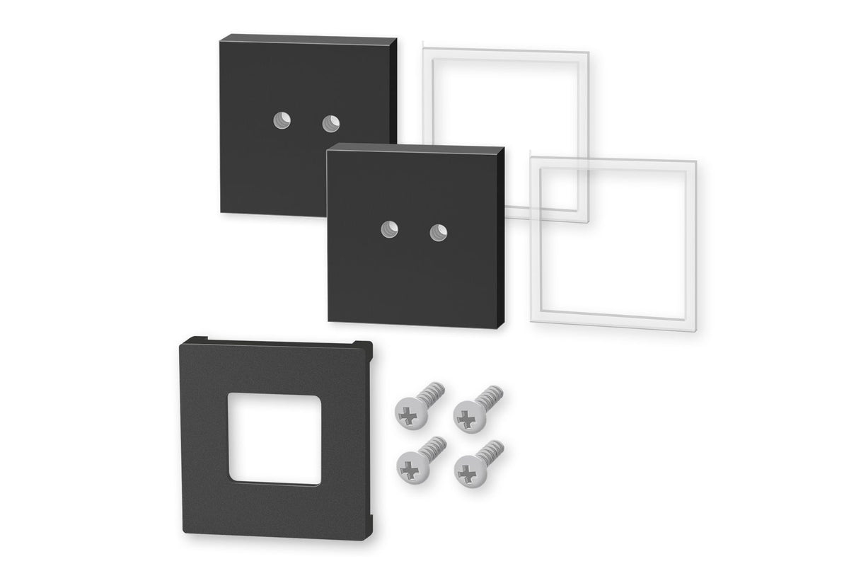 CARVO wandhouder voor lijmbev., set/2, zwartb. 4,2 cm, h. 4,2 cm, d. 0,4 cm