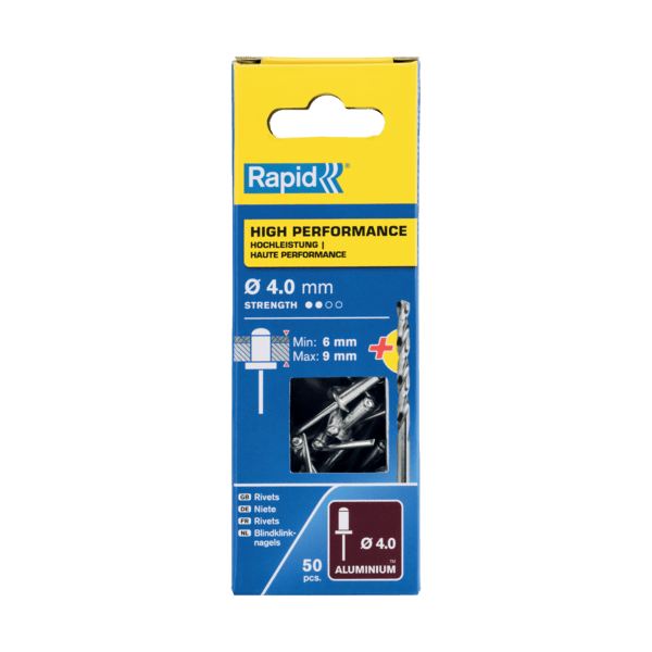 Rapid rivet ø 4x12mm alu met drill (50)