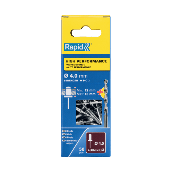 Rapid rivet ø 4x18mm alu met drill (50)