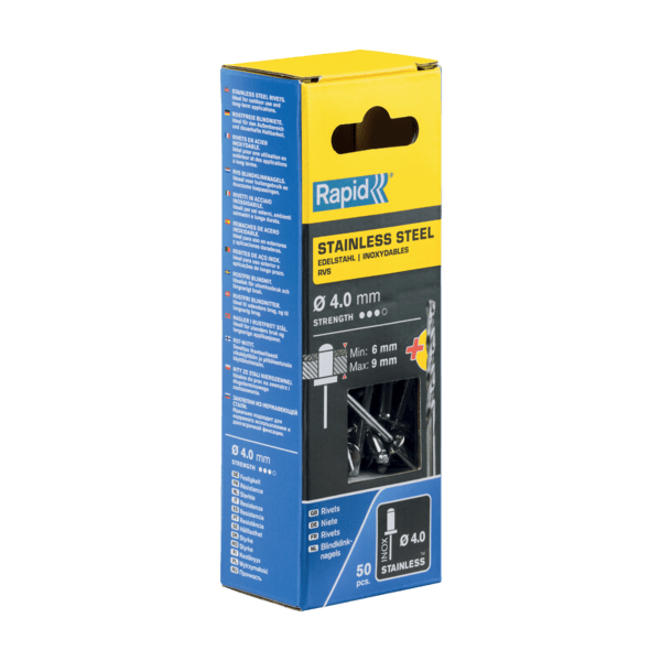 Rapid rivet ø 4x12mm rvs met drill (50)