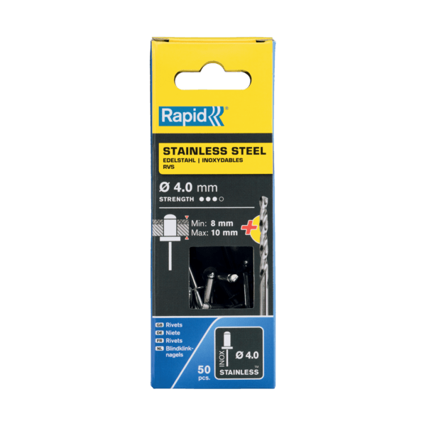 Rapid rivet ø 4x14mm rvs met drill (50)