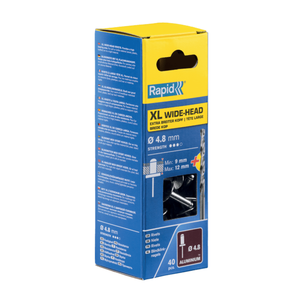 Rapid rivets xl ø 4.8x16mm alu + boor (40)