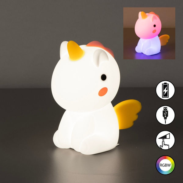 table light, night light, Emily | 1x LED 0,6 W  + 0,6W RGB Incl. | white | unicorn