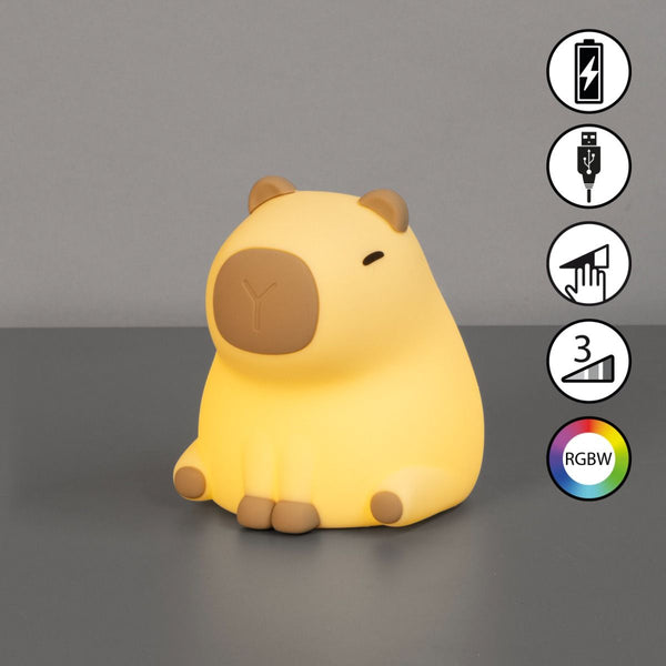 table light, night light, Piggy | 1x LED 0,5 W  + 0,5W RGB Incl. | brown
