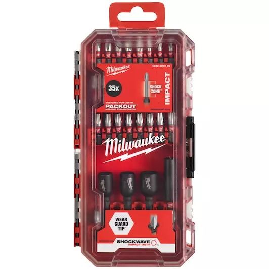 Shockwave bit set packout ready box (24x 25mm & 7x 50mm & 3x doppen & 60mm bithouder)