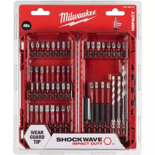 Shockwave bit set packout ready box (32x 25mm & 8x 50mm & 3x 90mm & 1x bithouder & 3x boren)