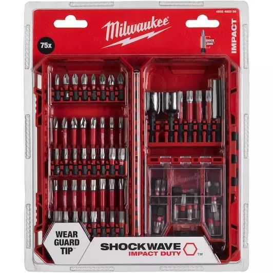 Shockwave bit set packout ready box (60x 25mm & 12x 50mm & 2x doppen & 60mm bithouder)