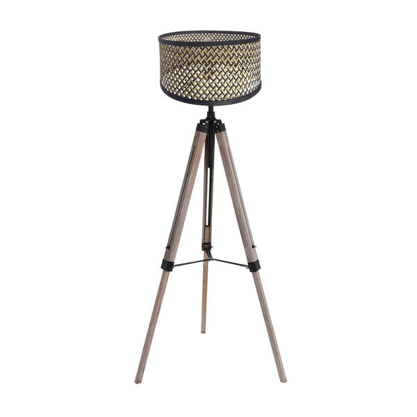 Vloerlamp triek 4098zw met naturel/zwart bamboe kap ø40 cm