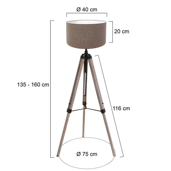 Vloerlamp triek 4099zw met grijs linnen kap ø40 cm