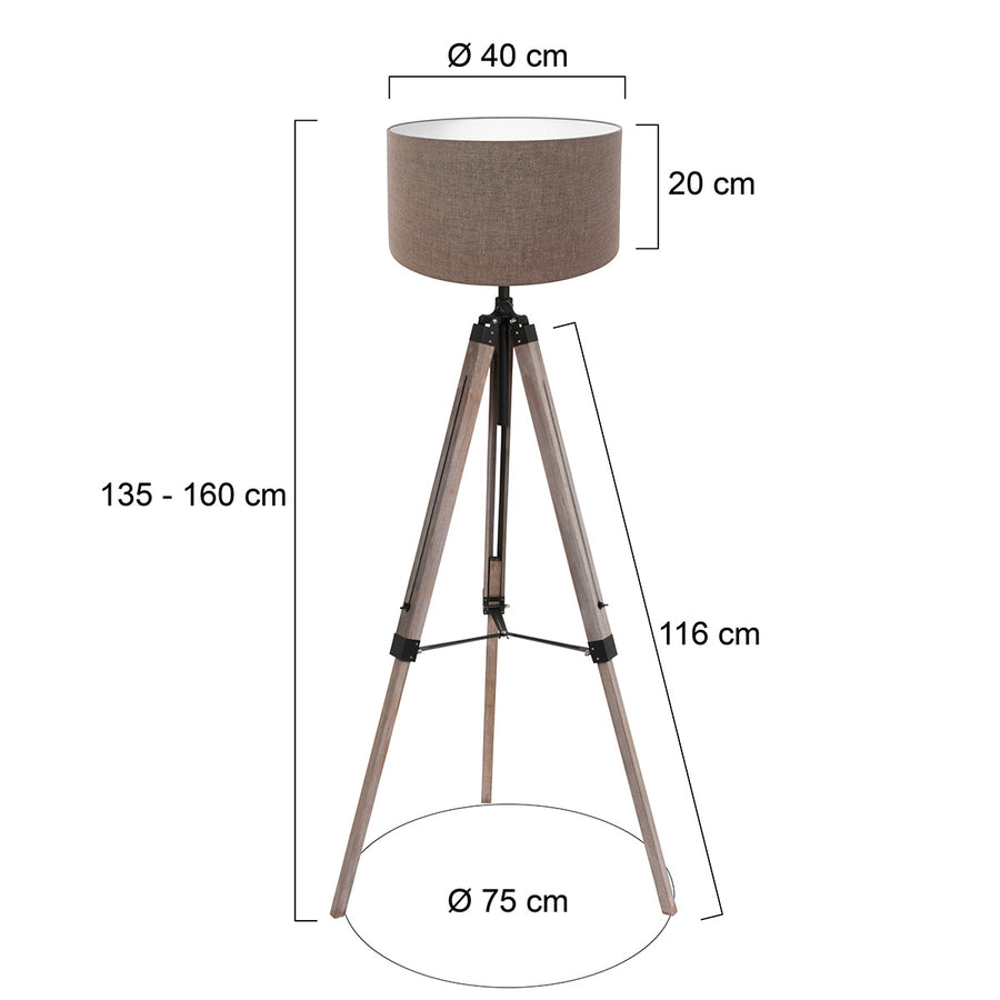 Vloerlamp triek 4099zw met grijs linnen kap ø40 cm