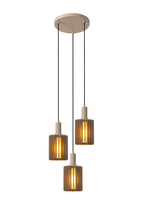 Lucide LAMBRES hanglamp 3 × E27, taupe