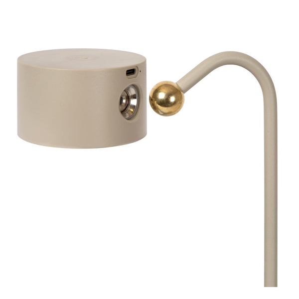 Lucide JOLAN oplaadbare LED-bureau-, klem- en wandlamp met dimfunctie 3,5 W, 2700–5700 K, taupe