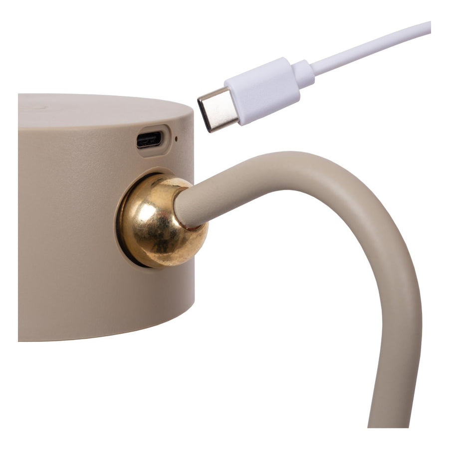 Lucide JOLAN oplaadbare LED-bureau-, klem- en wandlamp met dimfunctie 3,5 W, 2700–5700 K, taupe