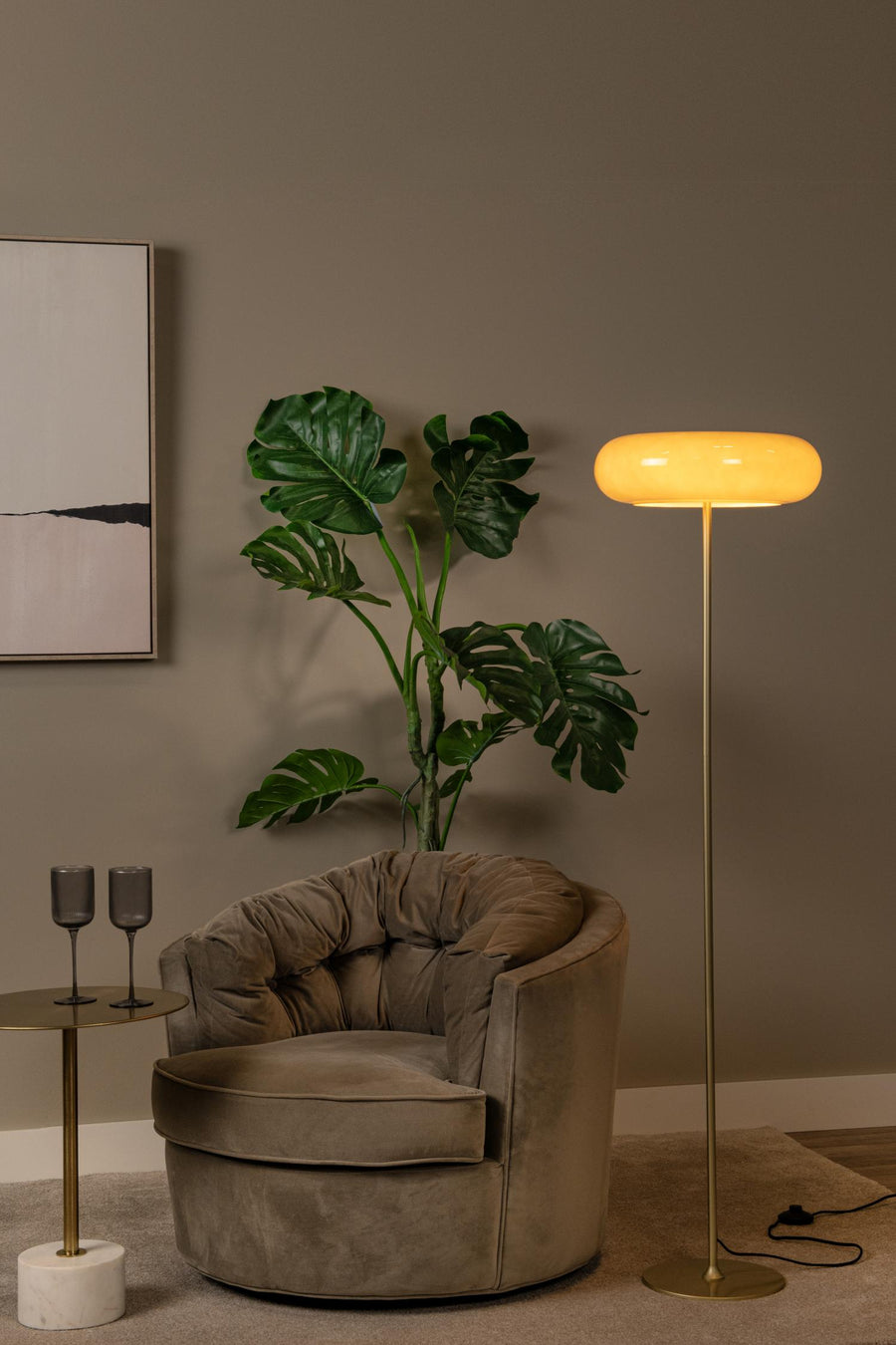 Lucide SENTINO vloerlamp Ø 40 cm, 3 × G9, taupe