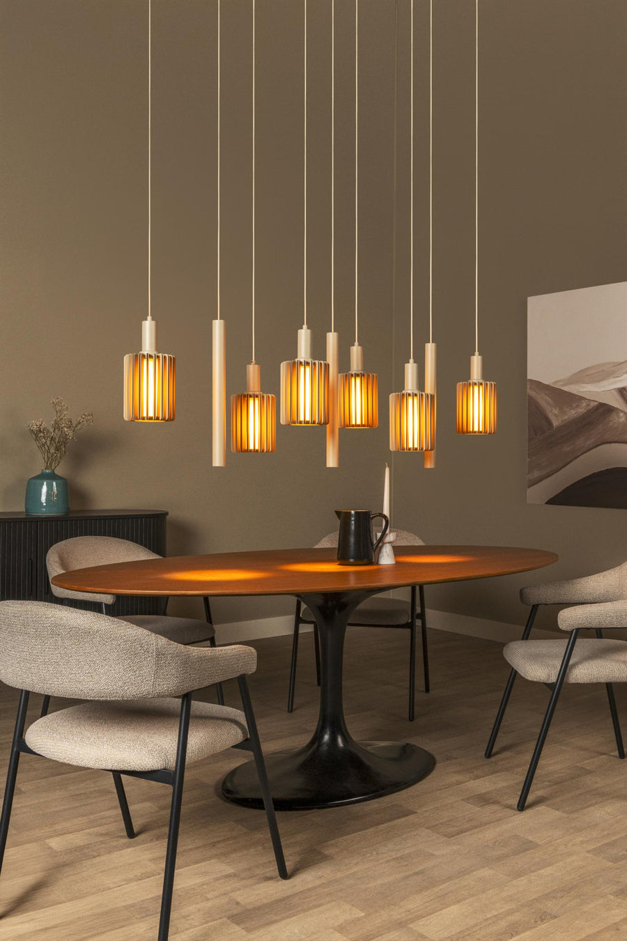 Lucide LAMBRES hanglamp 6 × E27, taupe