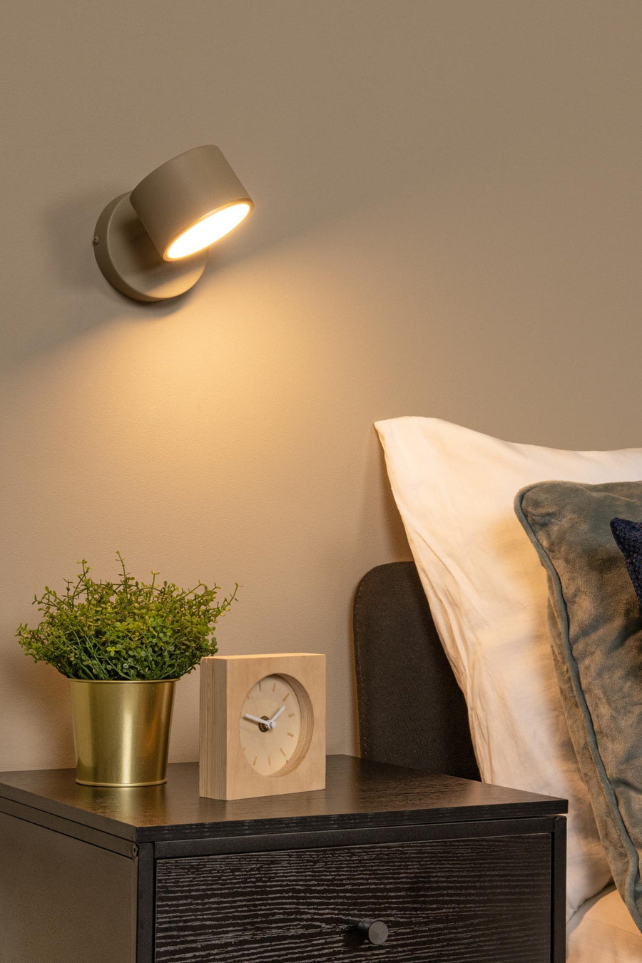 Lucide GIAN dimbare LED-wandlamp 9 W, taupe