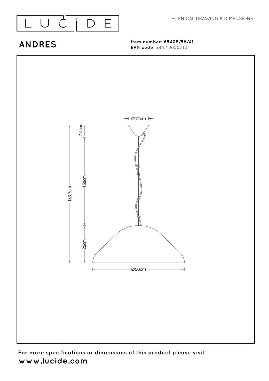 Lucide ANDRES hanglamp Ø 56 cm, E27, taupe