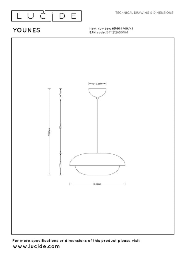 Lucide YOUNES hanglamp Ø 40 cm, E27, taupe