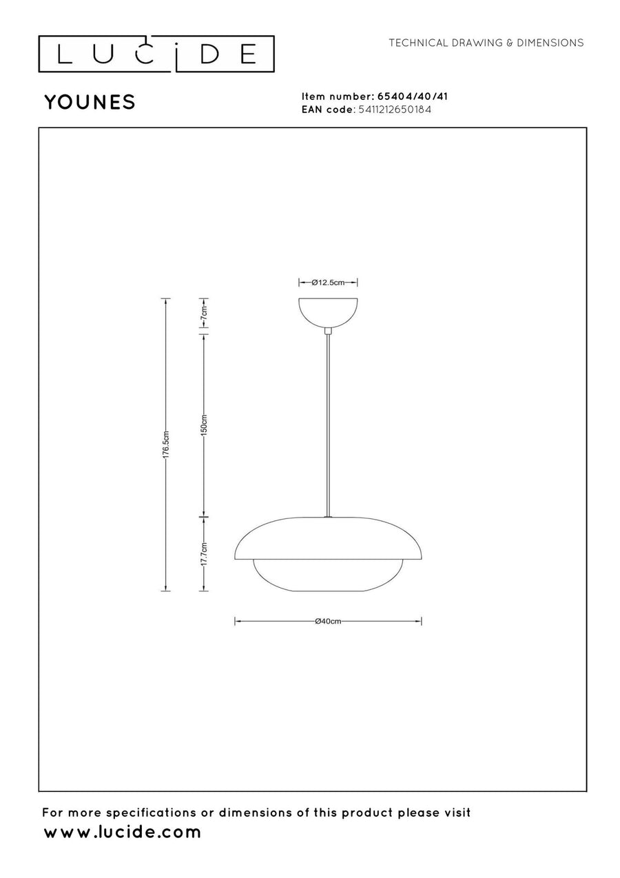 Lucide YOUNES hanglamp Ø 40 cm, E27, taupe