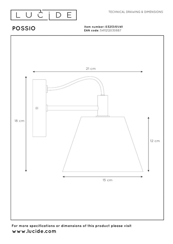 Lucide POSSIO wandlamp E14, grijs
