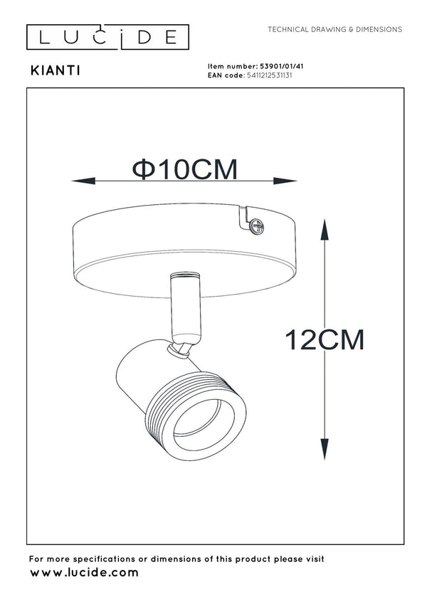 Lucide KIANTI plafondspot Ø 10 cm, GU10, taupe