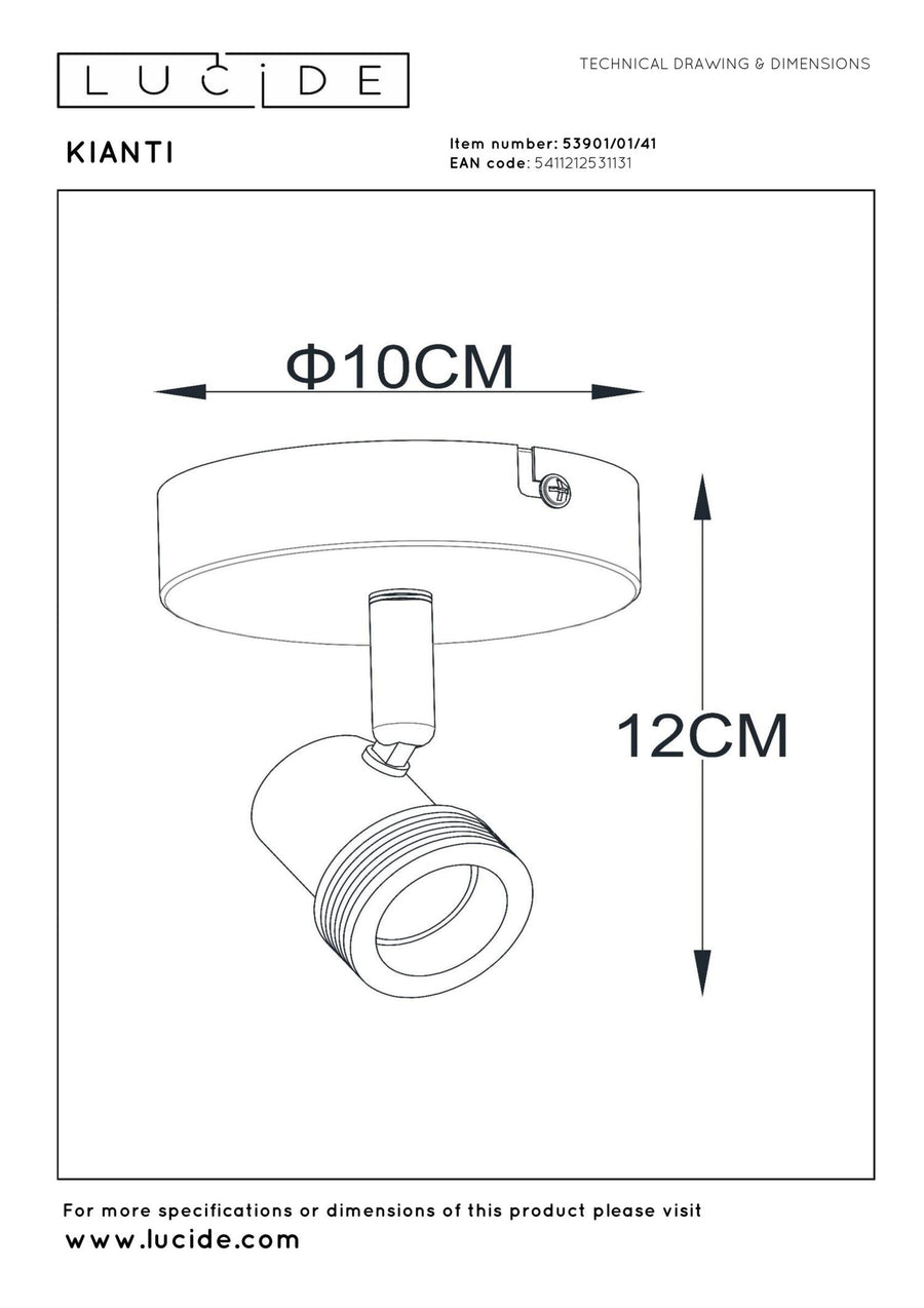 Lucide KIANTI plafondspot Ø 10 cm, GU10, taupe