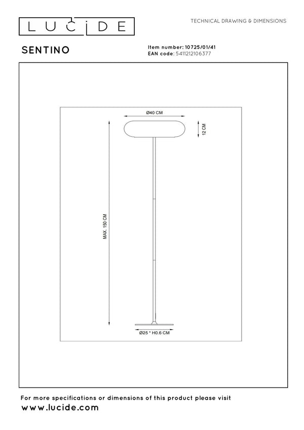 Lucide SENTINO vloerlamp Ø 40 cm, 3 × G9, taupe