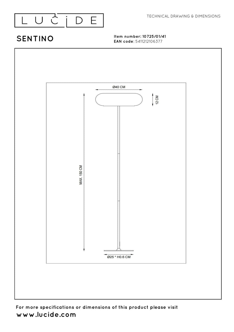 Lucide SENTINO vloerlamp Ø 40 cm, 3 × G9, taupe