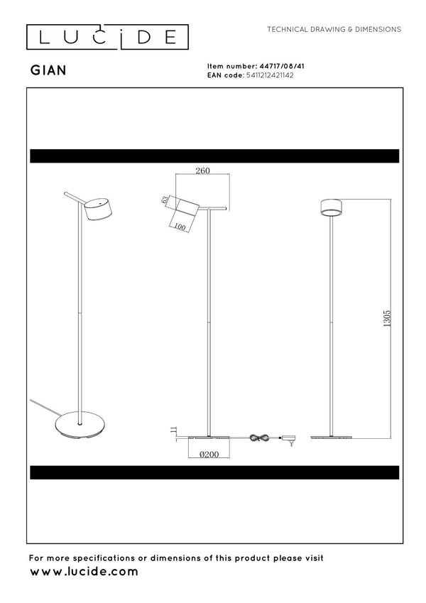 Lucide GIAN dimbare LED-vloerlamp 9 W, taupe