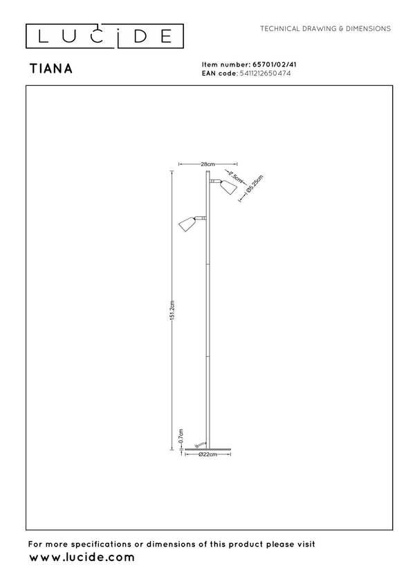 Lucide TIANA vloerlamp 2 × GU10, taupe
