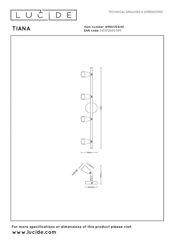 Lucide TIANA plafondspot 4 × GU10, taupe